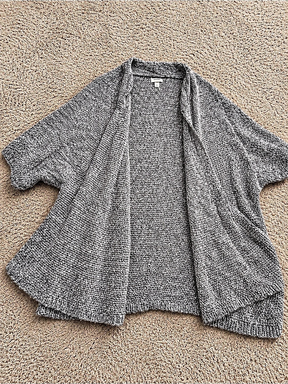 Sonoma Women's XL Gray White Marled Knit Open Front Cardigan